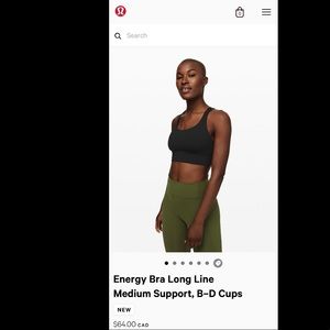 *NWT!* Lululemon Energy Long Line Bra in Black